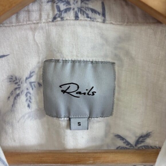 Rails Whitney Button Down – Blue Hawaii Linen Blend Shirt Sz S - Picture 4 of 5
